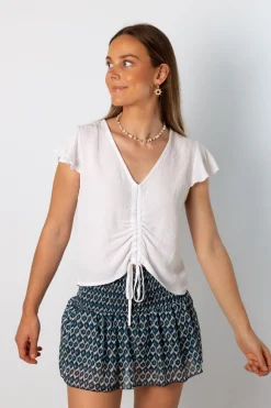 Blusa Acordeón Corta Blanco