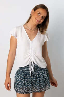 Blusa Acordeón Corta Blanco