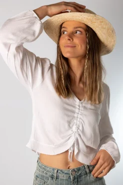 Blusa Acordeón Lazada Detalle Blanco