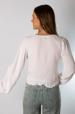 Blusa Acordeón Lazada Detalle Blanco