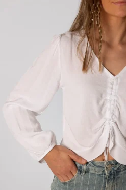 Blusa Acordeón Lazada Detalle Blanco