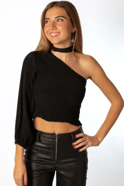 Blusa Asimétrica Cinta Negro