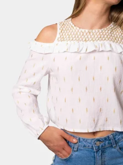 Blusa Gold Bambula Aberturas Blanco