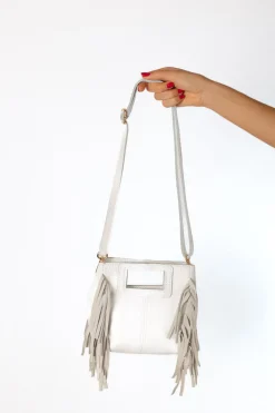 Bolso Flecos Piel Blanco