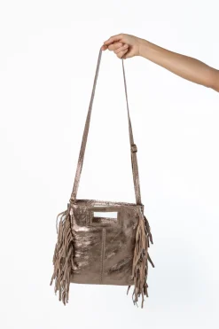 Bolso Flecos Piel Cobre
