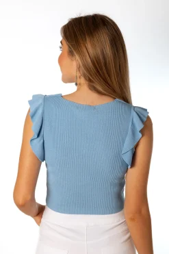 Camiseta Punto Volantes Azul