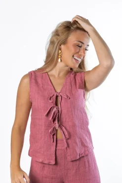 Chaleco Lazos Diplo 100% Lino Blush