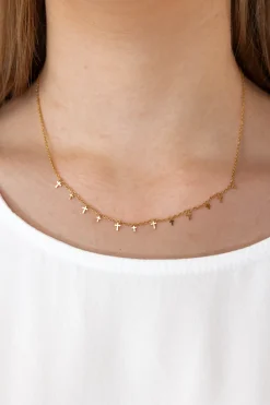 Collar Cruces Pequeñas Dorado