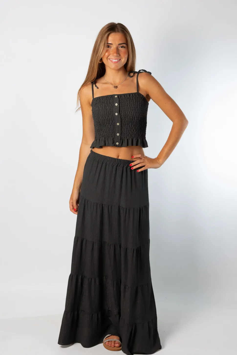 CropTop Botones Gris