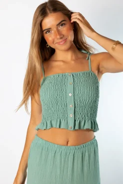 CropTop Botones Verde