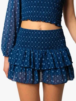 Falda Doble Volante Indie Azul