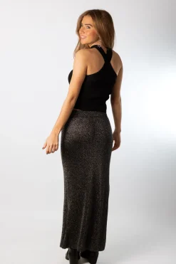 Falda Midi Lúrex Negro