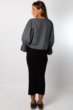 Falda Midi Punto Basic Negro