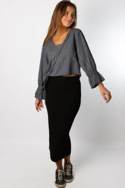 Falda Midi Punto Basic Negro