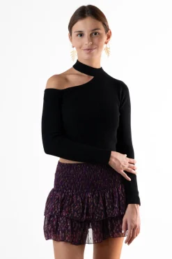 Falda Mini Volantes Motas Morado