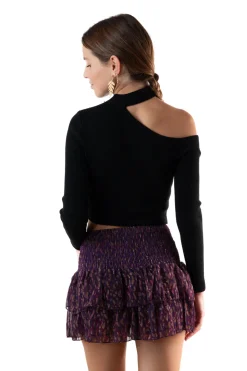 Falda Mini Volantes Motas Morado