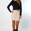 Falda Tachuelas Cremallera Beige