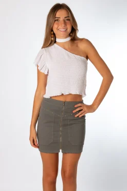 Falda Tachuelas Cremallera Gris