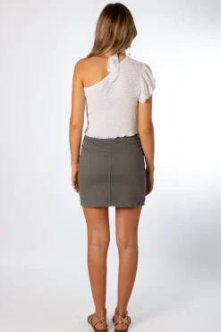 Falda Tachuelas Cremallera Gris