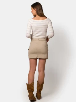 Mini Falda Cargo Tachuelas Beige
