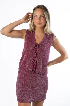 Mini Falda Lurex Burdeos