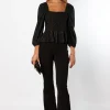 Pantalón Campana Punto Elástico Negro