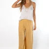 Pantalón Lino Troquelado Amarillo