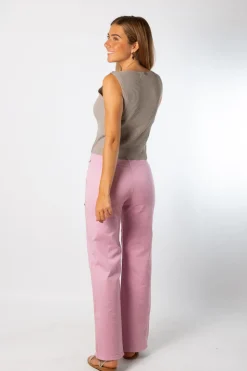 Pantalón Tachuelas Cremallera Lila