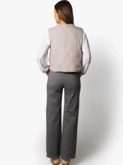 Pantalón Talle Alto Recto Botones Gris