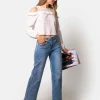 Pantalón Vaquero Desflecado Recto Azul