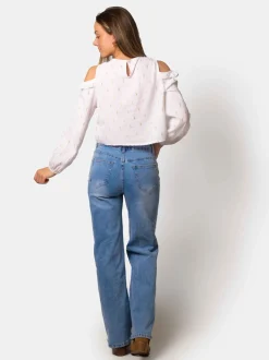 Pantalón Vaquero Desflecado Recto Azul