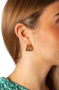 Pendientes Aro Doble Trenzado Dorado