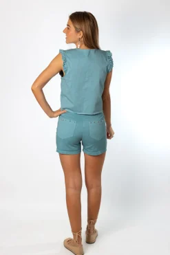 Short Cremallera Stars Azul