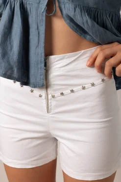 Short Cremallera Stars Blanco