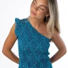Top Asimétrico Paisley Azul