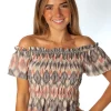 Top Bardot Estampado Gris