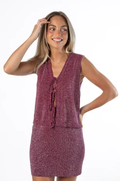 Top Chaleco Lurex Burdeos