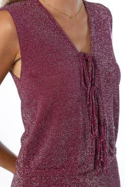 Top Chaleco Lurex Burdeos