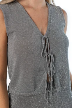 Top Chaleco Lurex Gris