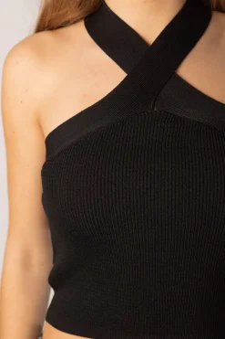Top Cuello Cruzado Negro