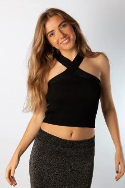 Top Cuello Cruzado Negro