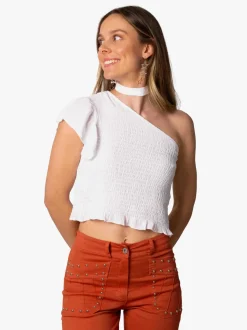 Top Essential Asimétrico Cinta Blanco