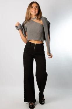Top Essential Asimétrico Cinta Gris