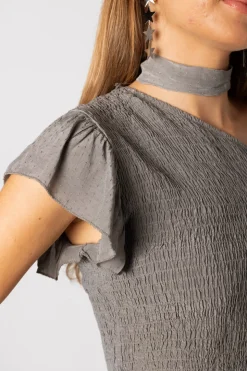 Top Essential Asimétrico Cinta Gris