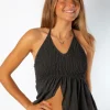 Top Halter Fruncido Gris