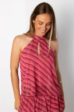 Top Halter Joy Gasa Rosa