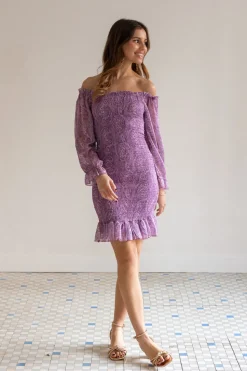 Vestido Bardot Paisley Lila