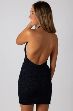 Vestido Halter Lúrex Azul
