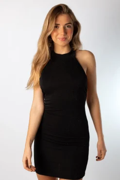 Vestido Halter Lúrex Negro