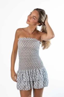 Vestido Palabra Honor Maya Gris